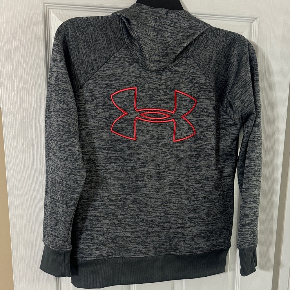 Under Armour Charcoal Hoodie with Red Emblem
